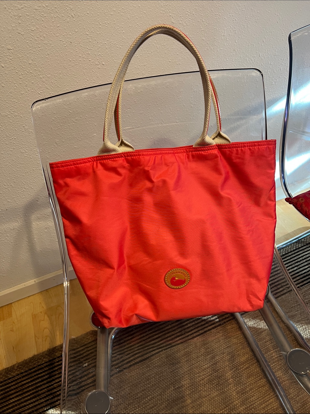 Dooney & Bourke Pink Tote With Beige Handles